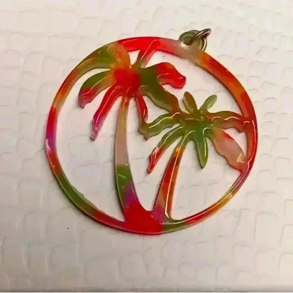 PALM 🏝 TREE SUMMER VIBES PENDANT, OR REGGAE FESTIVAL COLORS PENDANT-4  NECKLACE - Picture 2 of 7